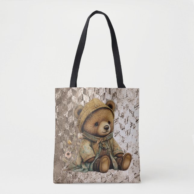 Vintage Brown Teddy Bear Tote Bag (Front)