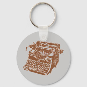 Vintage Brown Typewriter Key Ring