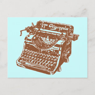Vintage Brown Typewriter Postcard