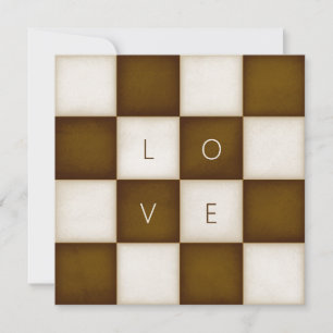 Vintage Brown & White Checkers Custom Letters Thank You Card