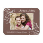 Vintage Brown White Floral Photo Wedding Magnet