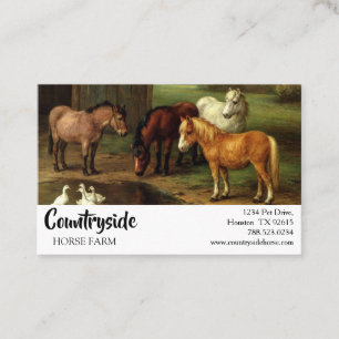 Vintage Brown White Horse And Ducks Farm Animals Business Card