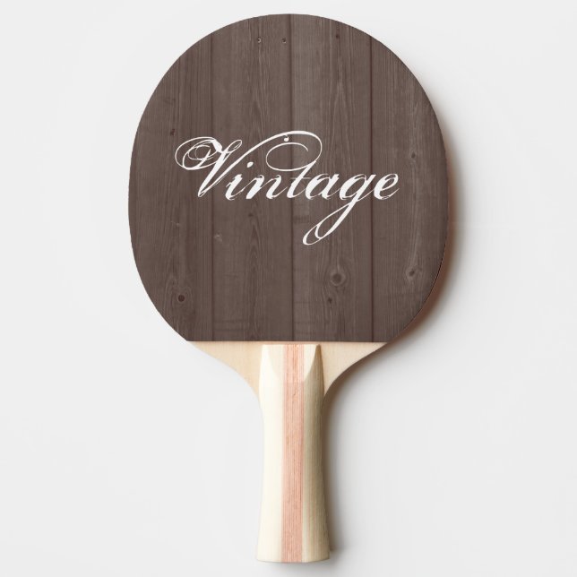 Vintage brown wood grain panel ping pong paddle (Front)