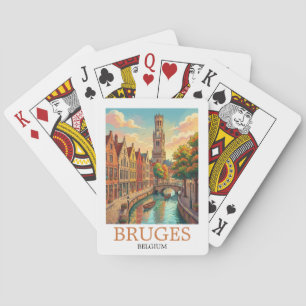 Vintage Bruges Belgium Canal Art Playing Cards
