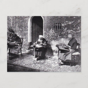 Vintage Bruges Belgium lace makers (old ladies) Postcard