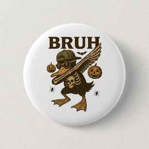Vintage Bruh Halloween Skeleton Funny Halloween Si 6 Cm Round Badge