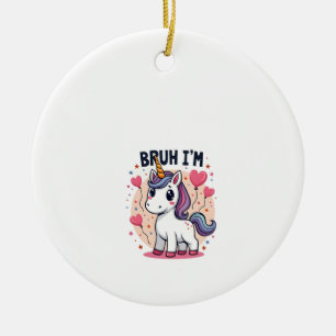 Vintage Bruh I'm 8 Unicorn Birthday Party Cute Ret Ceramic Tree Decoration