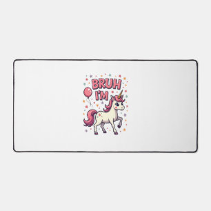 Vintage Bruh I'm 8 Unicorn Birthday Party Cute Ret Desk Mat