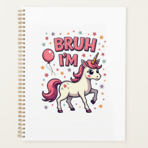 Vintage Bruh I'm 8 Unicorn Birthday Party Cute Ret Planner