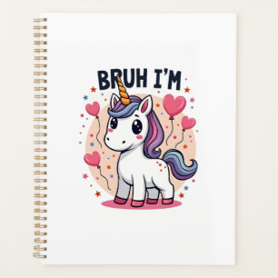 Vintage Bruh I'm 8 Unicorn Birthday Party Cute Ret Planner