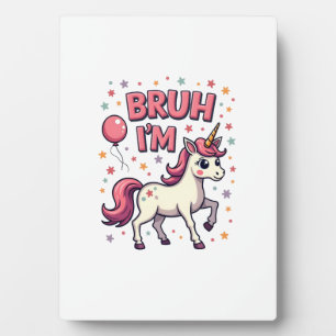 Vintage Bruh I'm 8 Unicorn Birthday Party Cute Ret Plaque