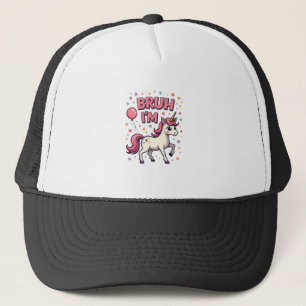 Vintage Bruh I'm 8 Unicorn Birthday Party Cute Ret Trucker Hat