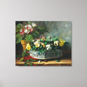 Vintage Brunel-Neuville Pansies and Primroses Canvas Print