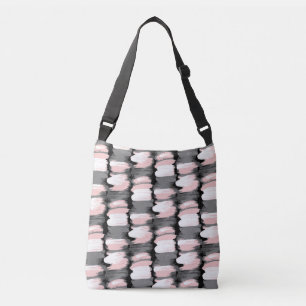 Vintage brush strokes, grey-pink decor. crossbody bag