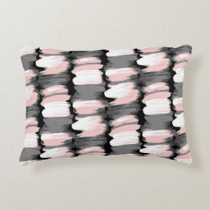 Vintage brush strokes, grey-pink decor. decorative cushion