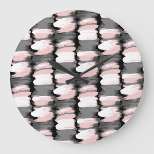Vintage brush strokes, grey-pink decor. large clock