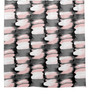 Vintage brush strokes, grey-pink decor. shower curtain