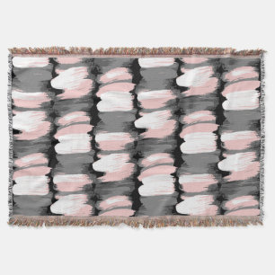 Vintage brush strokes, grey-pink decor. throw blanket