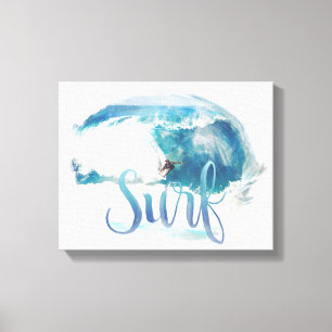 Vintage Brush Style Surf Canvas Print