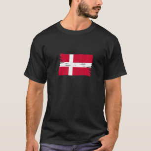 Vintage Brush Style Viking Danish Flag Denmark T-Shirt