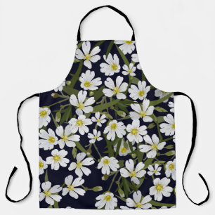 vintage brushless floral pattern with white field  apron