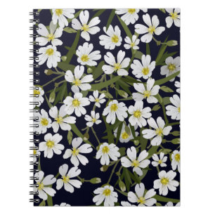 vintage brushless floral pattern with white field notebook