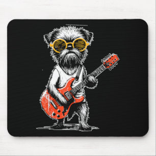 Vintage Brussels Griffon Playing Guitar Rock Music Mouse Mat
