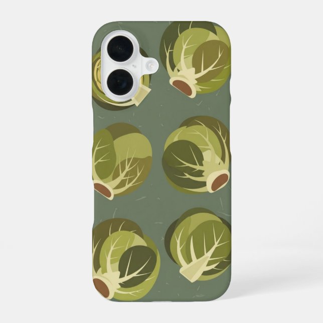 Vintage Brussels Sprouts Pattern iPhone 16 Case (Back)