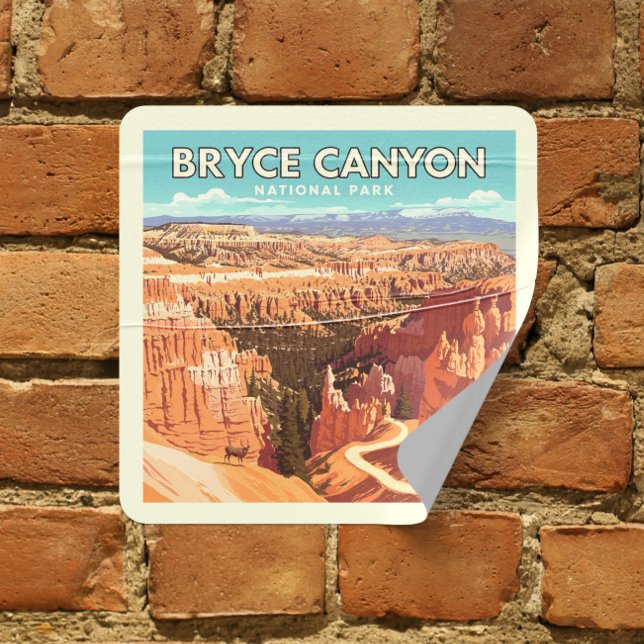 Vintage Bryce Canyon National Park Square Sticker (Creator Uploaded)