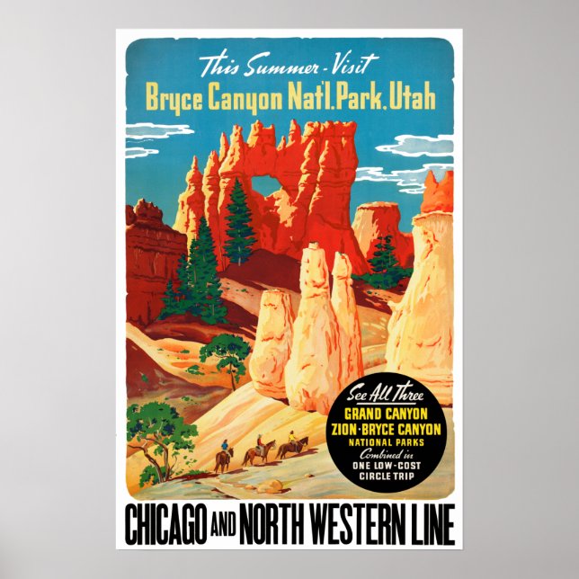 Vintage Bryce Canyon National Park Utah Travel Poster (Front)