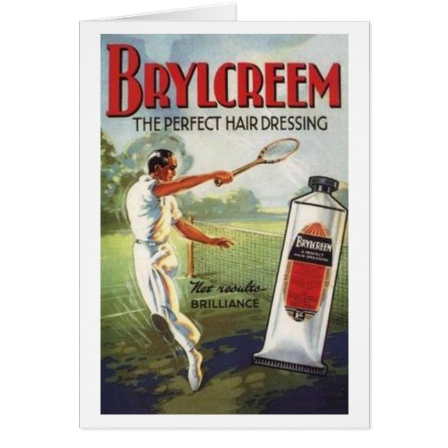Vintage Brylcreem Man Playing Tennis Ad (Front)