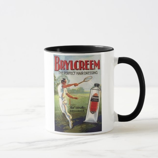 Vintage Brylcreem Man Playing Tennis Ad Mug (Right)
