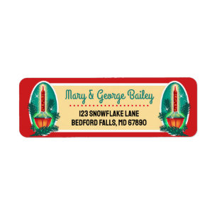 Vintage Bubble Light Christmas Card Address Labels
