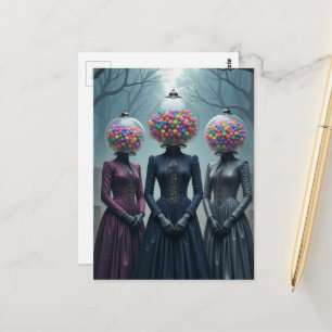 Vintage Bubblegum Machine Ladies Postcard