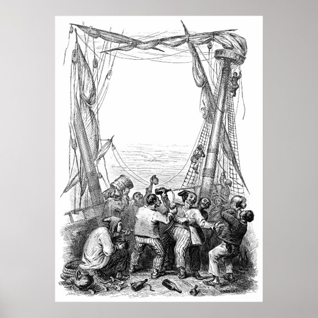 Vintage Buccaneers and a Shipwrecked Pirate Ship Poster (Front)
