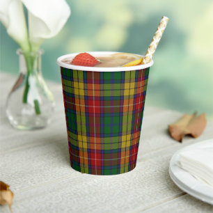 Vintage Buchanan Clan Highland Tartan Plaid Paper Cups