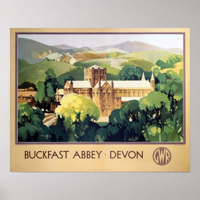 Vintage Buckfast Abbey Monastery British Railways  Poster (Front)