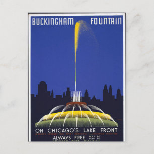 Vintage Buckingham Fountain Chicago  Postcard