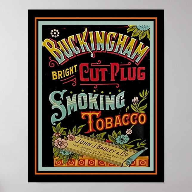 Vintage Buckingham Plug Tobacco Advertiesment Poster (Front)