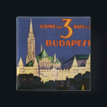 Vintage Budapest 15 Cm Square Badge<br><div class="desc">Vintage travel poster promoting a 3-day holiday in Budapest,  Hungary</div>