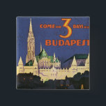 Vintage Budapest 15 Cm Square Badge<br><div class="desc">Vintage travel poster promoting a 3-day holiday in Budapest,  Hungary</div>