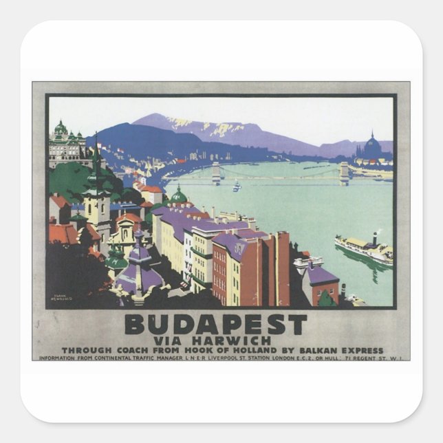 Vintage Budapest Hungary Square Sticker (Front)