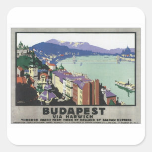 Vintage Budapest Hungary Square Sticker