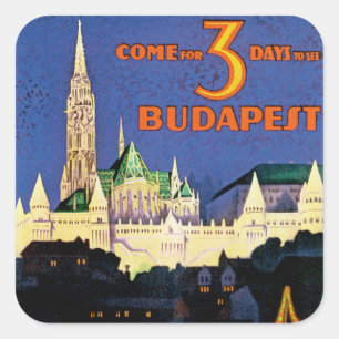 Vintage Budapest Square Sticker