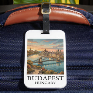 Vintage Budapest Travel Danube River Luggage Tag