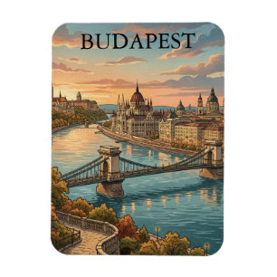 Vintage Budapest Travel Danube River Magnet