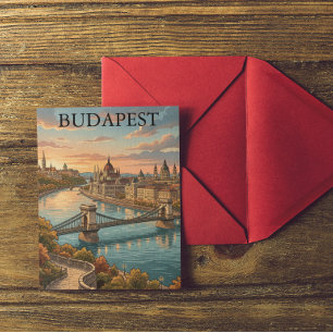 Vintage Budapest Travel Danube River Postcard