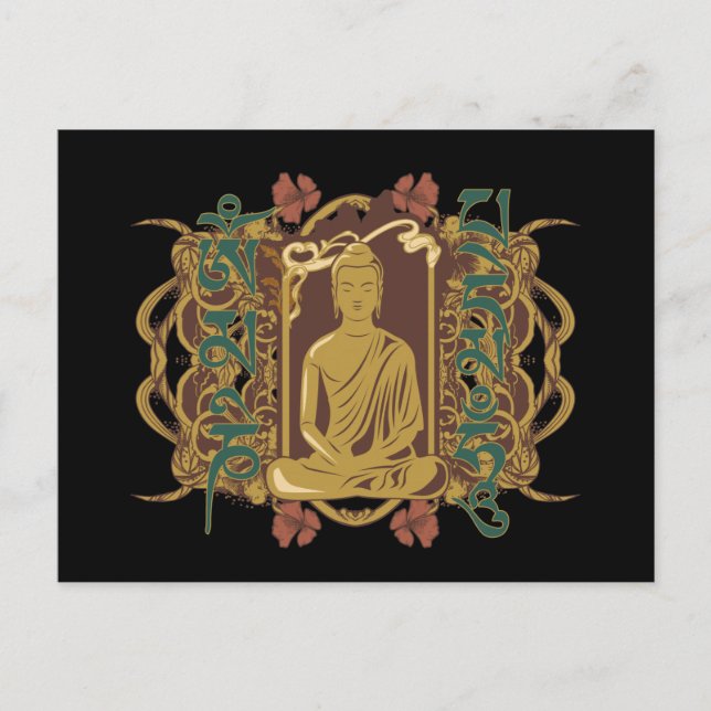 Vintage Buddha Mantra Postcard (Front)