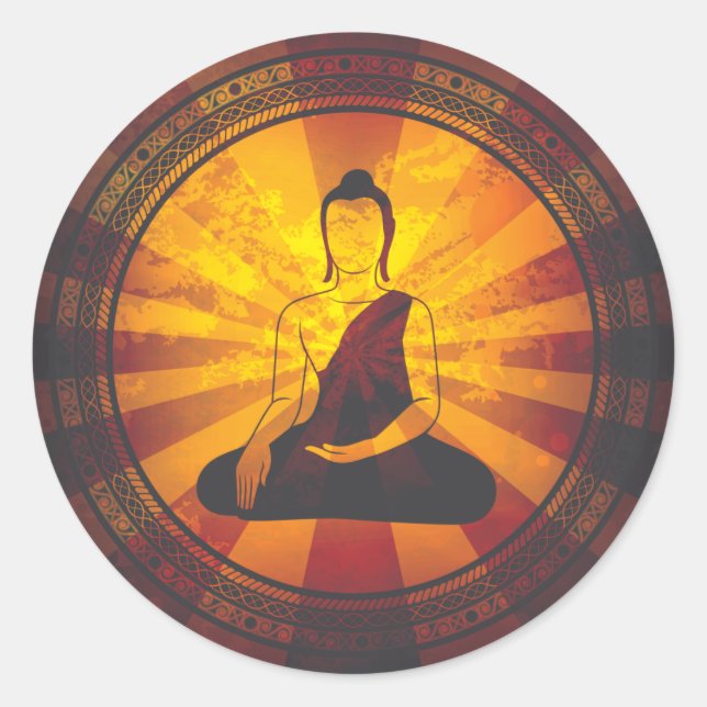 Vintage Buddha Print Classic Round Sticker (Front)