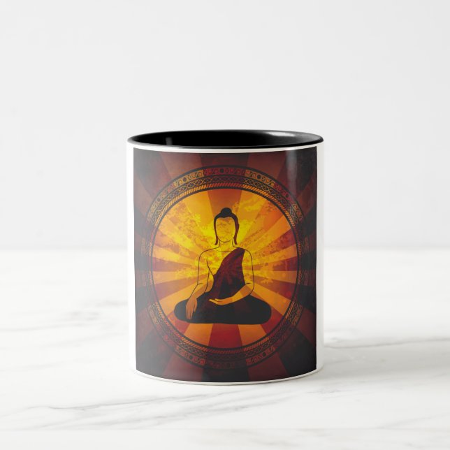 Vintage Buddha Print Two-Tone Coffee Mug (Center)
